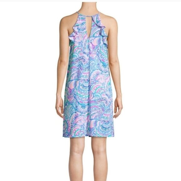 Lilly Pulitzer Billi dress Ruffle Happy As a Clam Sz.XS sleeveless Flowy Blue - Picture 3 of 8